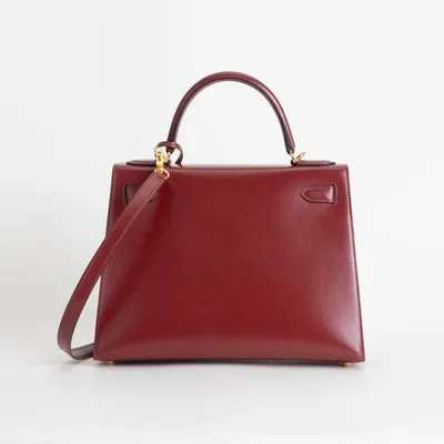KELLY 28 BOX CALF LEATHER ROUGE H WITH GOLD HARDWARE (GHW) - 3