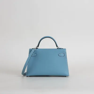 MINI KELLY II (20) EPSOM LEATHER BLEU JEAN WITH PALLADIUM HARDWARE (PHW) - 3