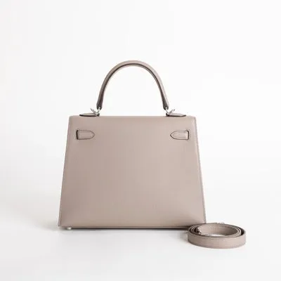 KELLY 25 EPSOM LEATHER GRIS ASPHALTE WITH PALLADIUM HARDWARE (PHW) - 2