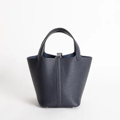 PICOTIN 18 LOCK CLEMENCE LEATHER BLEU NUIT WITH PALLADIUM HARDWARE (PHW) - 2