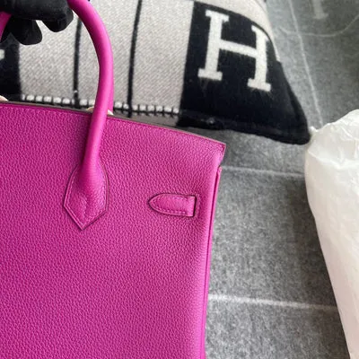 BIRKIN 25 TOGO LEATHER ROSE POURPRE EITH PALLADIUM HARDWARE (PHW) - 4