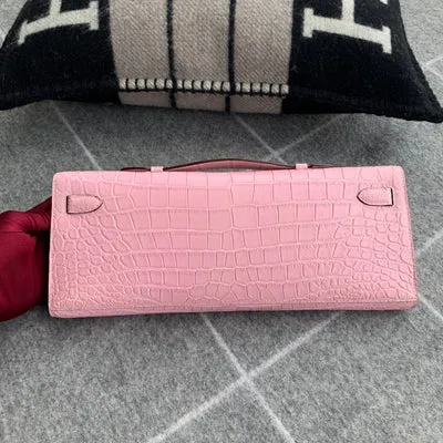 KELLY CUT MATTE NILOTICUS CROCODILE LEATHER BUBBLEGUM WITH PALLADIUM HARDWARE (PHW) - 2