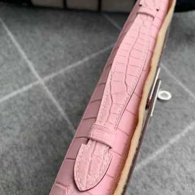 KELLY CUT MATTE NILOTICUS CROCODILE LEATHER BUBBLEGUM WITH PALLADIUM HARDWARE (PHW) - 3