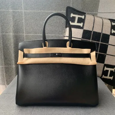 BIRKIN 35 SO BLACK BOX CALF LEATHER WITH PVD BLACK HARDWARE (LIMITED)