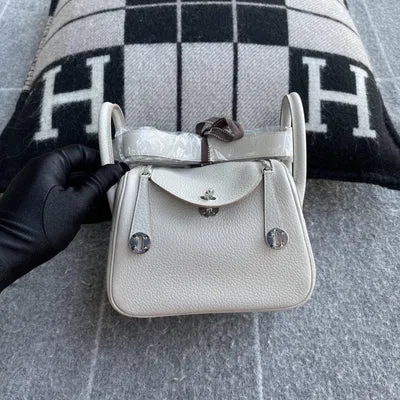 MINI LINDY 20 CLEMENCE LEATHER PEARL GREY WITH PALLADIUM HARDWARE (PHW) - 2