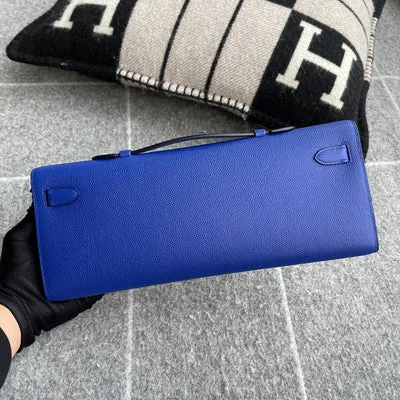 KELLY CUT EPSOM LEATHER BLEU ELECTRIC WITH PALLADIUM HARDWARE (PHW) - 3