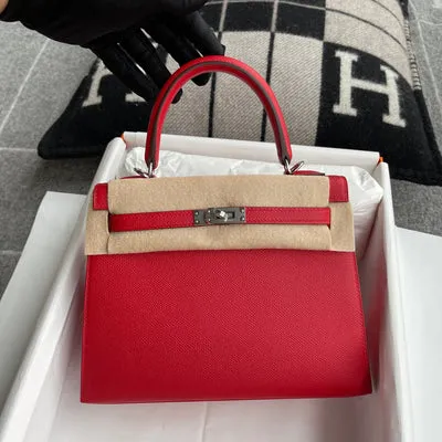 KELLY 25 EPSOM LEATHER ROUGE DE COEUR WITH PALLADIUM HARDWARE (PHW) - 1