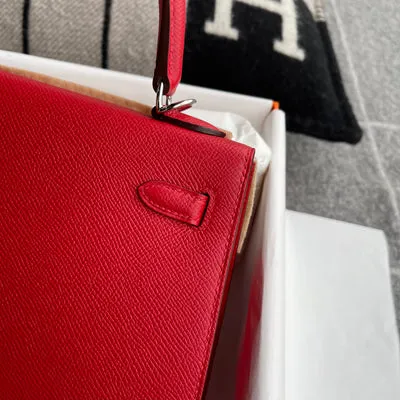 KELLY 25 EPSOM LEATHER ROUGE DE COEUR WITH PALLADIUM HARDWARE (PHW) - 4