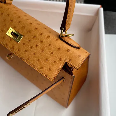 KELLY 25 OSTRICH LEATHER CHAI WITH GOLD HARDWARE (GHW) - 4