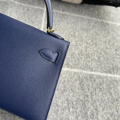 MINI KELLY II (20) EPSOM LEATHER BLEU ENCRE WITH GOLD HARDWARE (GHW) - 8
