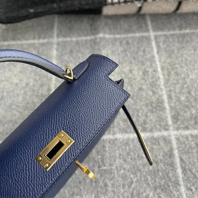 MINI KELLY II (20) EPSOM LEATHER BLEU ENCRE WITH GOLD HARDWARE (GHW) - 4