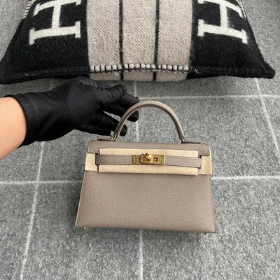 MINI KELLY II (20) EPSOM LEATHER GRIS ASPHALTE WITH GOLD HARDWARE (GHW) - 1