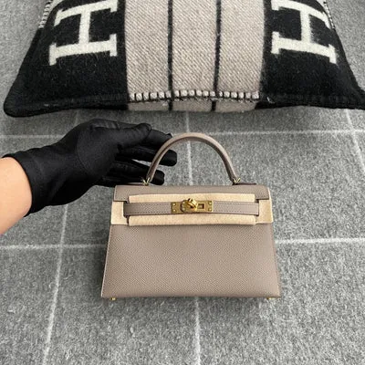 MINI KELLY II (20) EPSOM LEATHER GRIS ASPHALTE WITH GOLD HARDWARE (GHW) - 2