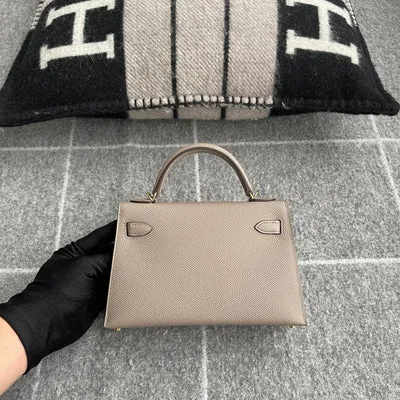 MINI KELLY II (20) EPSOM LEATHER GRIS ASPHALTE WITH GOLD HARDWARE (GHW) - 3
