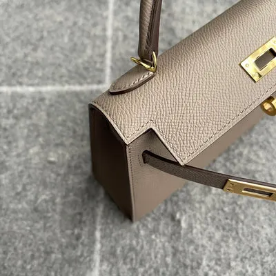 MINI KELLY II (20) EPSOM LEATHER GRIS ASPHALTE WITH GOLD HARDWARE (GHW) - 4