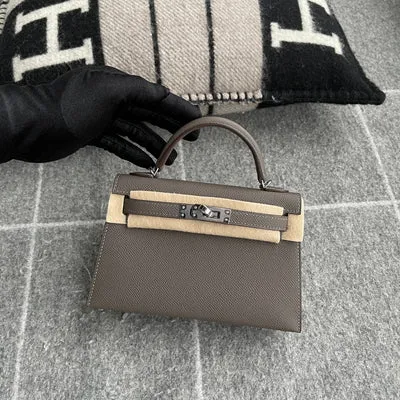 MINI KELLY II (20) EPSOM LEATHER ETAIN WITH PALLADIUM HARDWARE (PHW) - 2