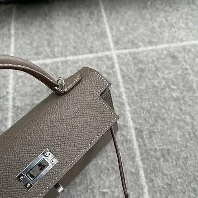 MINI KELLY II (20) EPSOM LEATHER ETAIN WITH PALLADIUM HARDWARE (PHW) - 4