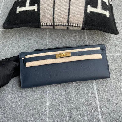 KELLY CUT EPSOM LEATHER BLEU INDIGO WITH GOLD HARDWARE (GHW)