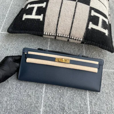 KELLY CUT EPSOM LEATHER BLEU INDIGO WITH GOLD HARDWARE (GHW)