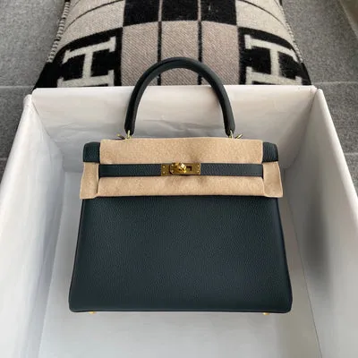 KELLY 25 TOGO LEATHER VERT CYPRES WITH GOLD HARDWARE (GHW) - 1