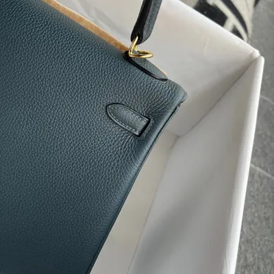 KELLY 25 TOGO LEATHER VERT CYPRES WITH GOLD HARDWARE (GHW) - 4