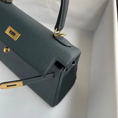 KELLY 25 TOGO LEATHER VERT CYPRES WITH GOLD HARDWARE (GHW) - 3