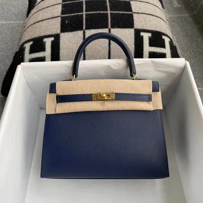 KELLY 25 EPSOM LEATHER BLEU SAPHIR WITH GOLD HARDWARE (GHW) - 1