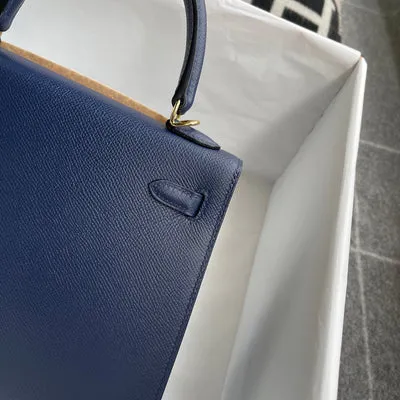 KELLY 25 EPSOM LEATHER BLEU SAPHIR WITH GOLD HARDWARE (GHW) - 2
