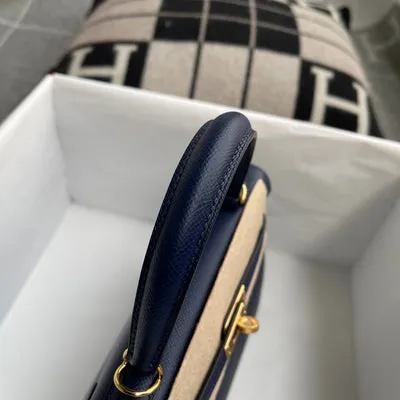 KELLY 25 EPSOM LEATHER BLEU SAPHIR WITH GOLD HARDWARE (GHW) - 4
