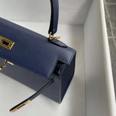 KELLY 25 EPSOM LEATHER BLEU SAPHIR WITH GOLD HARDWARE (GHW) - 3