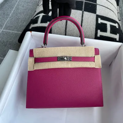 KELLY 25 EPSOM LEATHER ROSE PURPLE WITH PALLADIUM HARDWARE (PHW) - 2