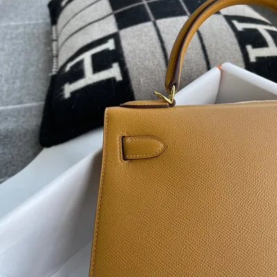 KELLY 28 EPSOM LEATHER SESAME WITH GOLD HARDWARE (GHW) - 5