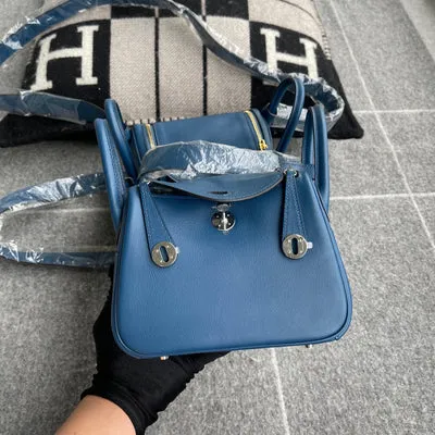 MINI LINDY 20 SWIFT LEATHER BLEU FRANCE WITH PALLADIUM HARDWARE (PHW) - 1