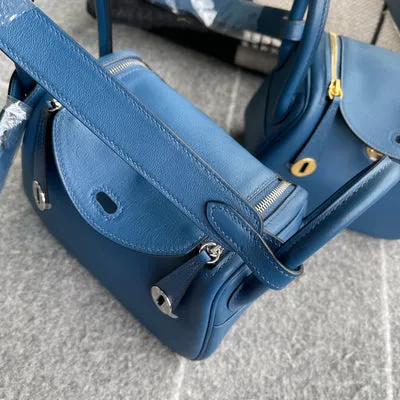 MINI LINDY 20 SWIFT LEATHER BLEU FRANCE WITH PALLADIUM HARDWARE (PHW) - 2