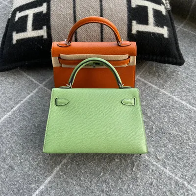 MINI KELLY II (20) CHEVRE LEATHER VERT CRIQUET WITH PALLADIUM HARDWARE (PHW) - 3