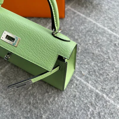 MINI KELLY II (20) CHEVRE LEATHER VERT CRIQUET WITH PALLADIUM HARDWARE (PHW) - 4