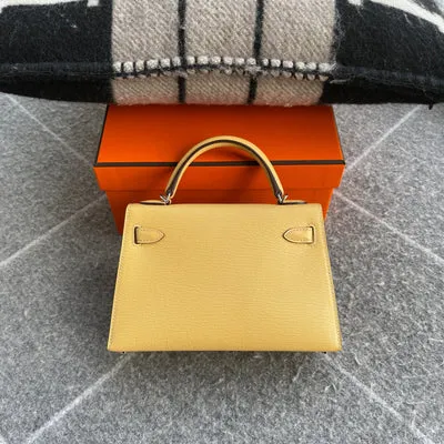 MINI KELLY II (20) CHEVRE LEATHER JAUNE POUSSIN WITH PALLADIUM HARDWARE (PHW) - 5