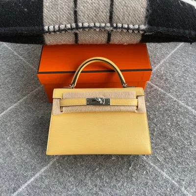 MINI KELLY II (20) CHEVRE LEATHER JAUNE POUSSIN WITH PALLADIUM HARDWARE (PHW) - 1