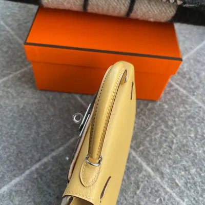 MINI KELLY II (20) CHEVRE LEATHER JAUNE POUSSIN WITH PALLADIUM HARDWARE (PHW) - 6