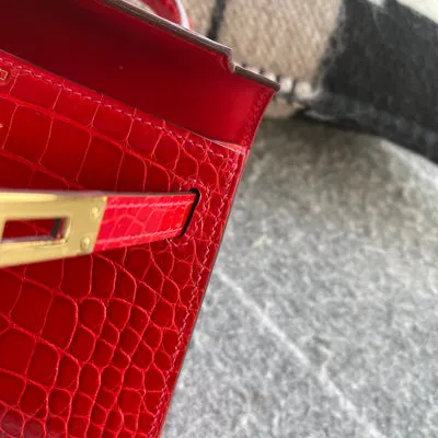 MINI KELLY II (20) SHINY (LISSE) MISSISSIPPIENSIS ALLIGATOR LEATHER BRAISE WITH GOLD HARDWARE (GHW) - 5