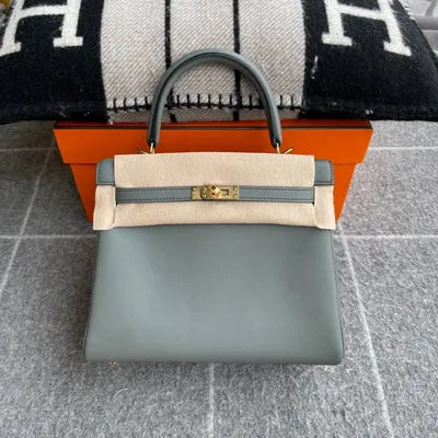 KELLY 25 SWIFT LEATHER VERT AMANDE WITH GOLD HARDWARE (GHW) - 1