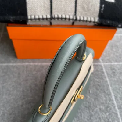 KELLY 25 SWIFT LEATHER VERT AMANDE WITH GOLD HARDWARE (GHW) - 5
