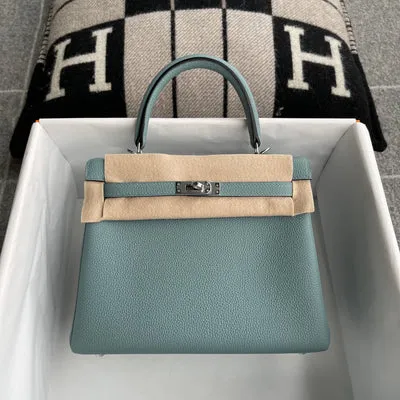 KELLY 25 TOGO LEATHER BLEU CIEL WITH PALLADIUM HARDWARE (PHW) - 1