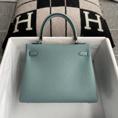 KELLY 25 TOGO LEATHER BLEU CIEL WITH PALLADIUM HARDWARE (PHW) - 2