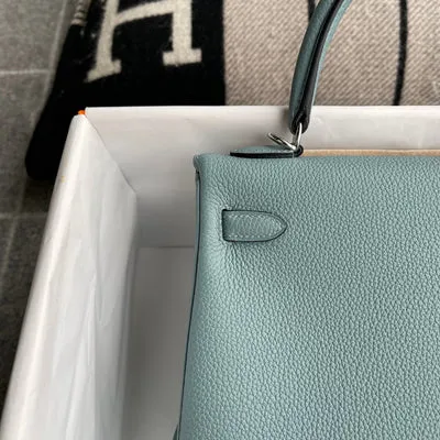 KELLY 25 TOGO LEATHER BLEU CIEL WITH PALLADIUM HARDWARE (PHW) - 6