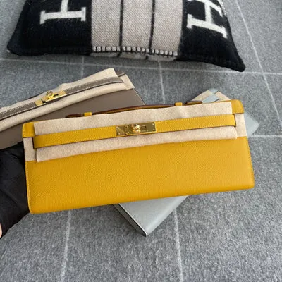 KELLY CUT EPSOM LEATHER JAUNE AMBRE WITH GOLD HARDWARE (GHW)