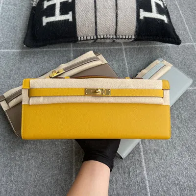 KELLY CUT EPSOM LEATHER JAUNE AMBRE WITH GOLD HARDWARE (GHW)
