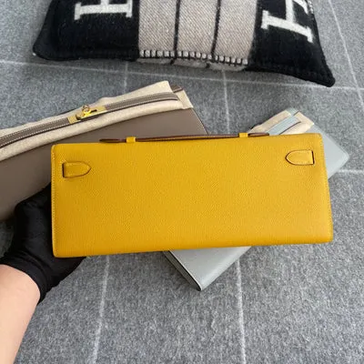 KELLY CUT EPSOM LEATHER JAUNE AMBRE WITH GOLD HARDWARE (GHW) - 3