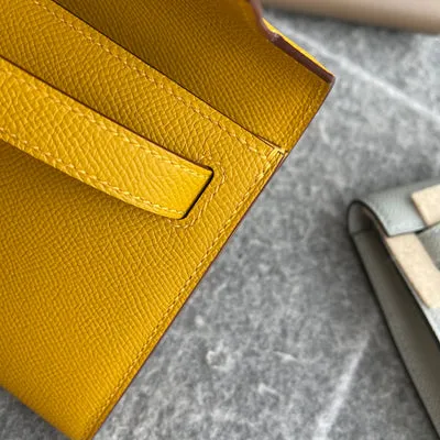 KELLY CUT EPSOM LEATHER JAUNE AMBRE WITH GOLD HARDWARE (GHW) - 5