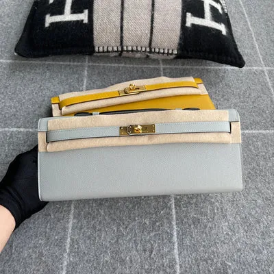 KELLY CUT EPSOM LEATHER BLUE GLACIER WITH GOLD HARDWARE (GHW)